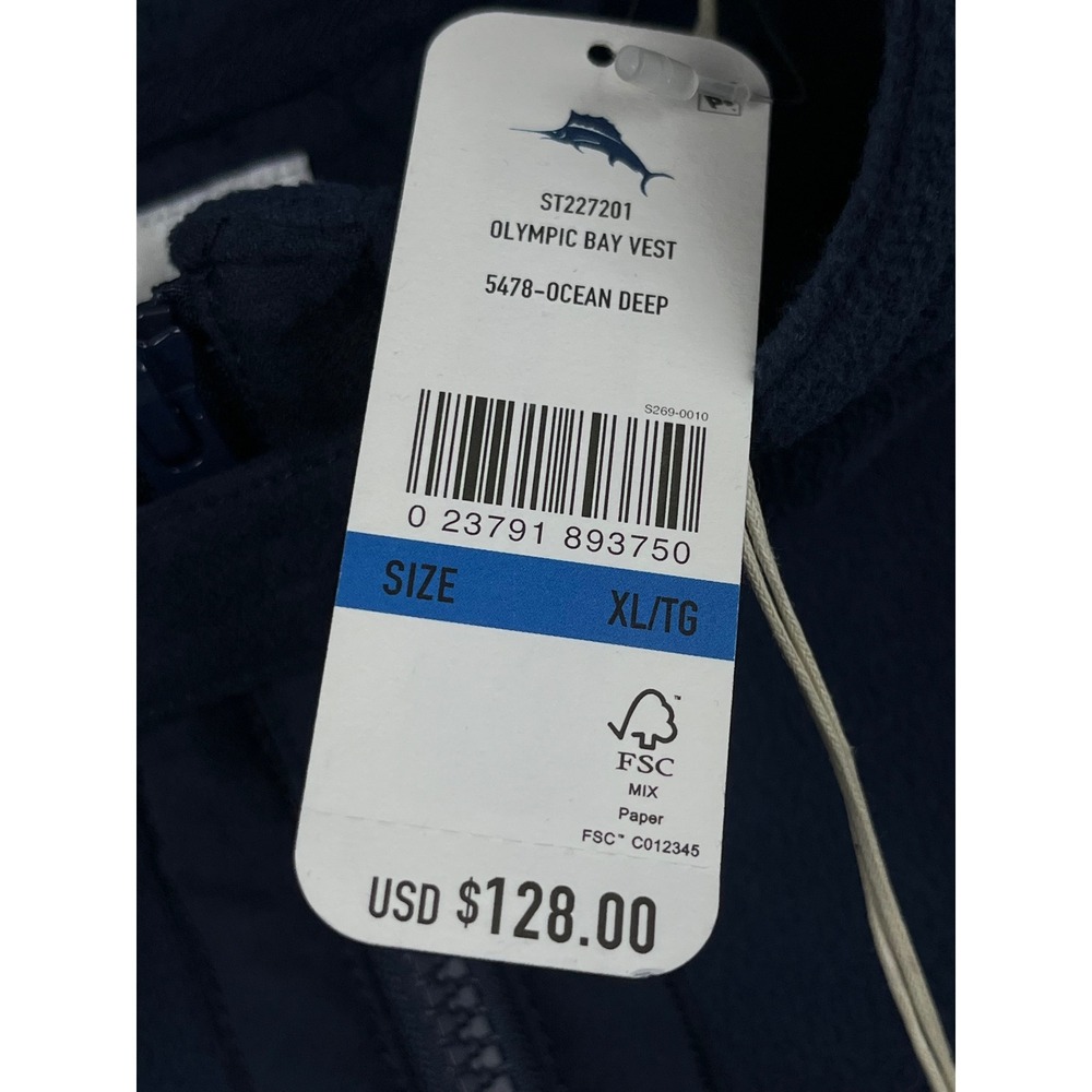 Tommy Bahama NWT Olympic Bay Vest Mens XL Ocean Deep Blue‎ Fleece ST227201 - Picture 3 of 11